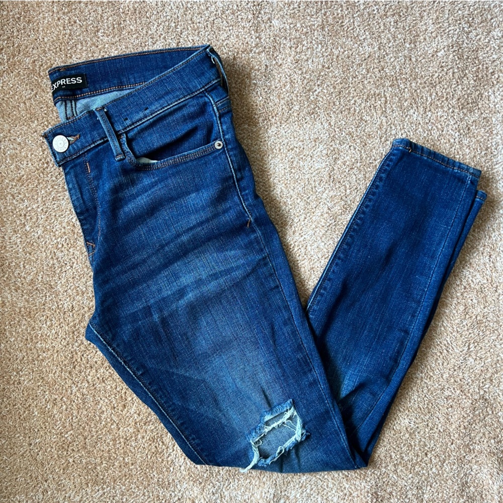 Express Distressed Cropped Legging Mid-rise Jean